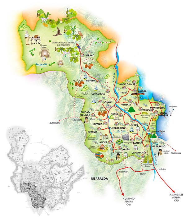 Mapa del Suroeste Antioqueño