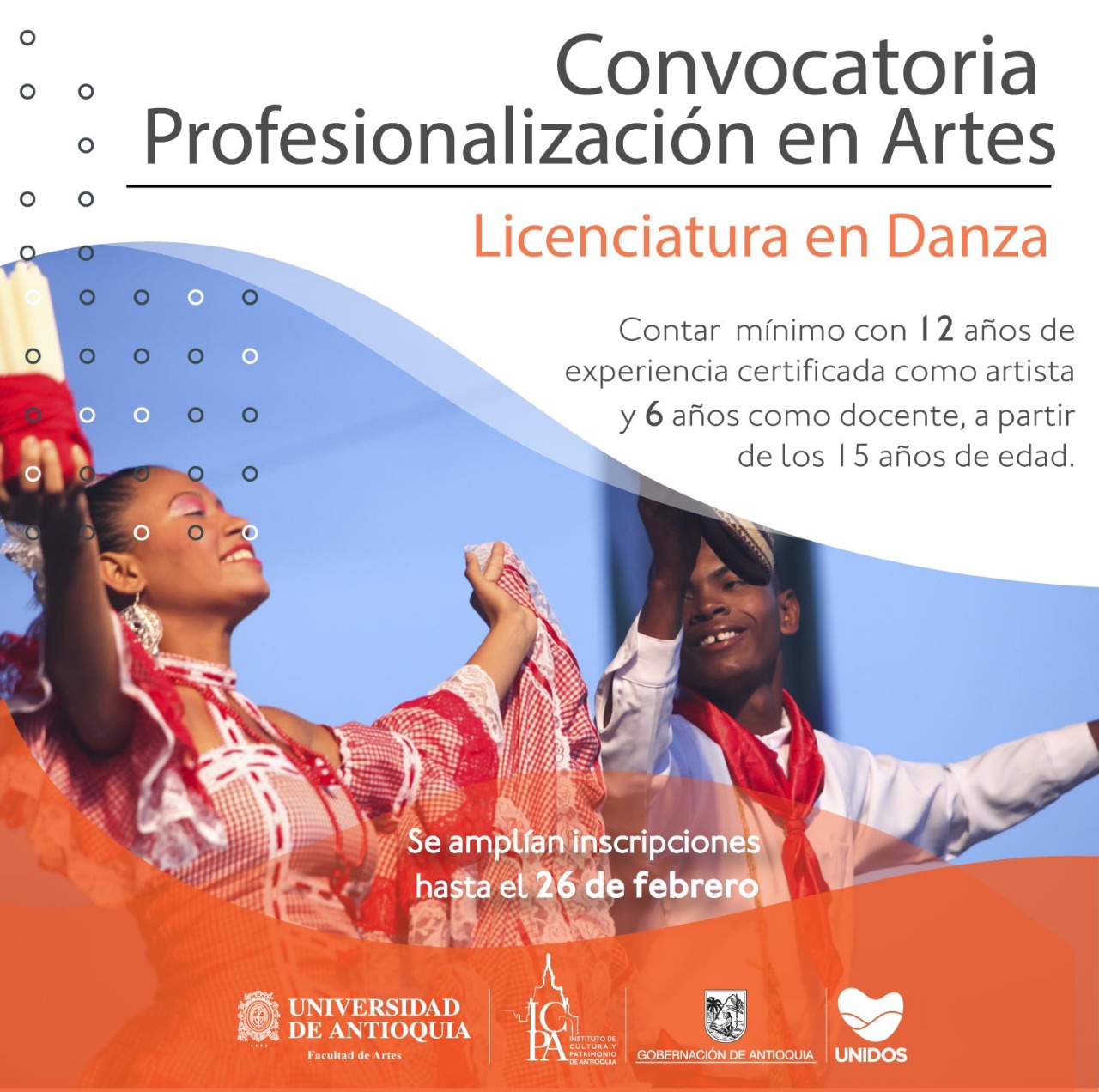 Se amplía fecha de inscripción para que artistas del departamento accedan al programa de Profesionalización en Artes