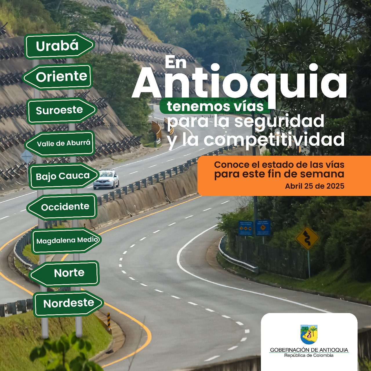 Estado de las vías en Antioquia para este fin de semana