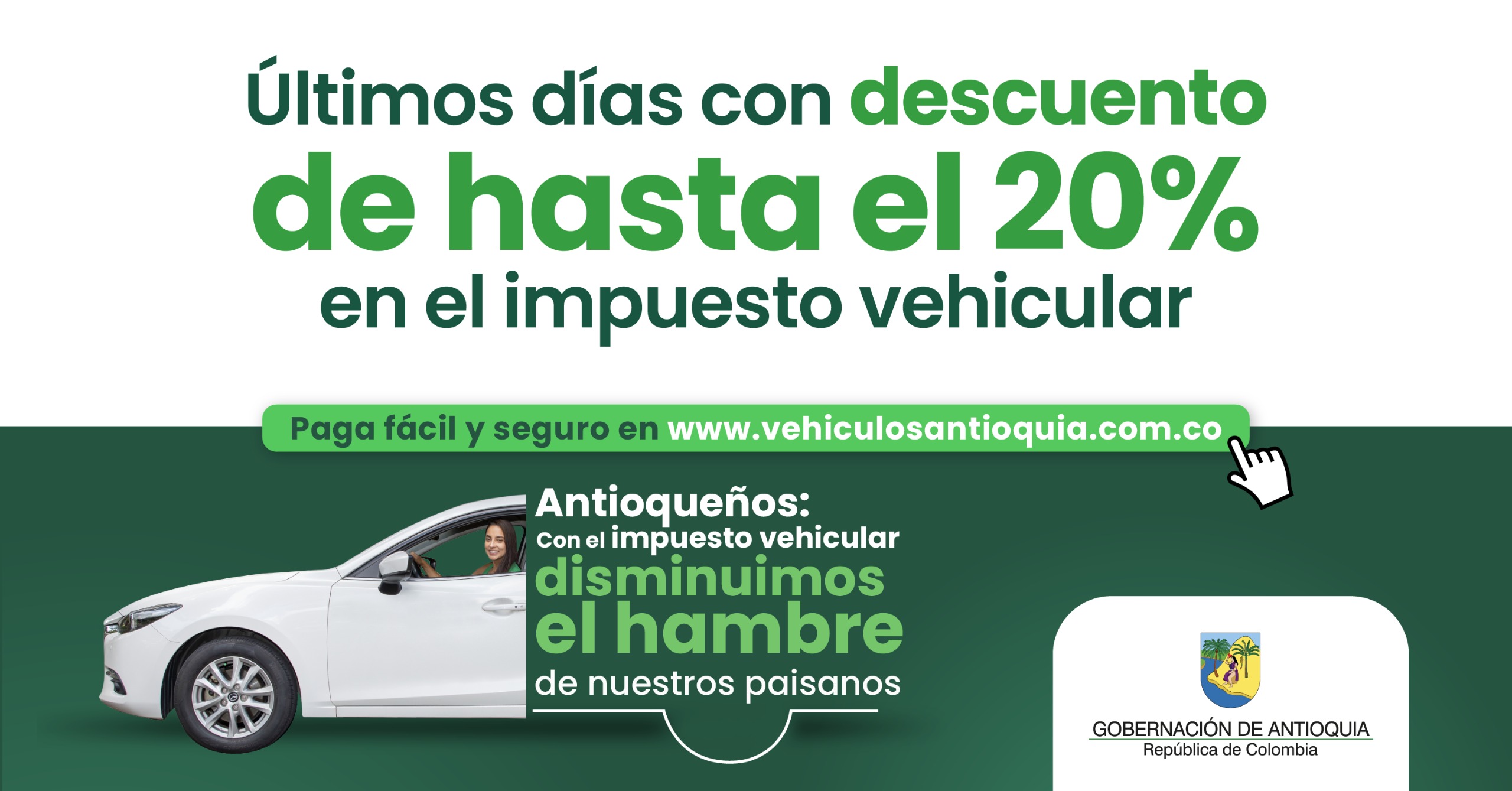 Quedan dos días para pagar el impuesto vehicular con descuento por  pronto pago en Antioquia