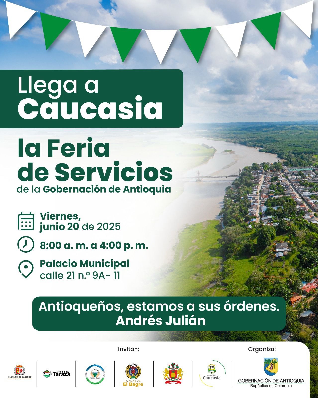La Feria de Servicios de la Gobernación de Antioquia llega este viernes al municipio de Caucasia