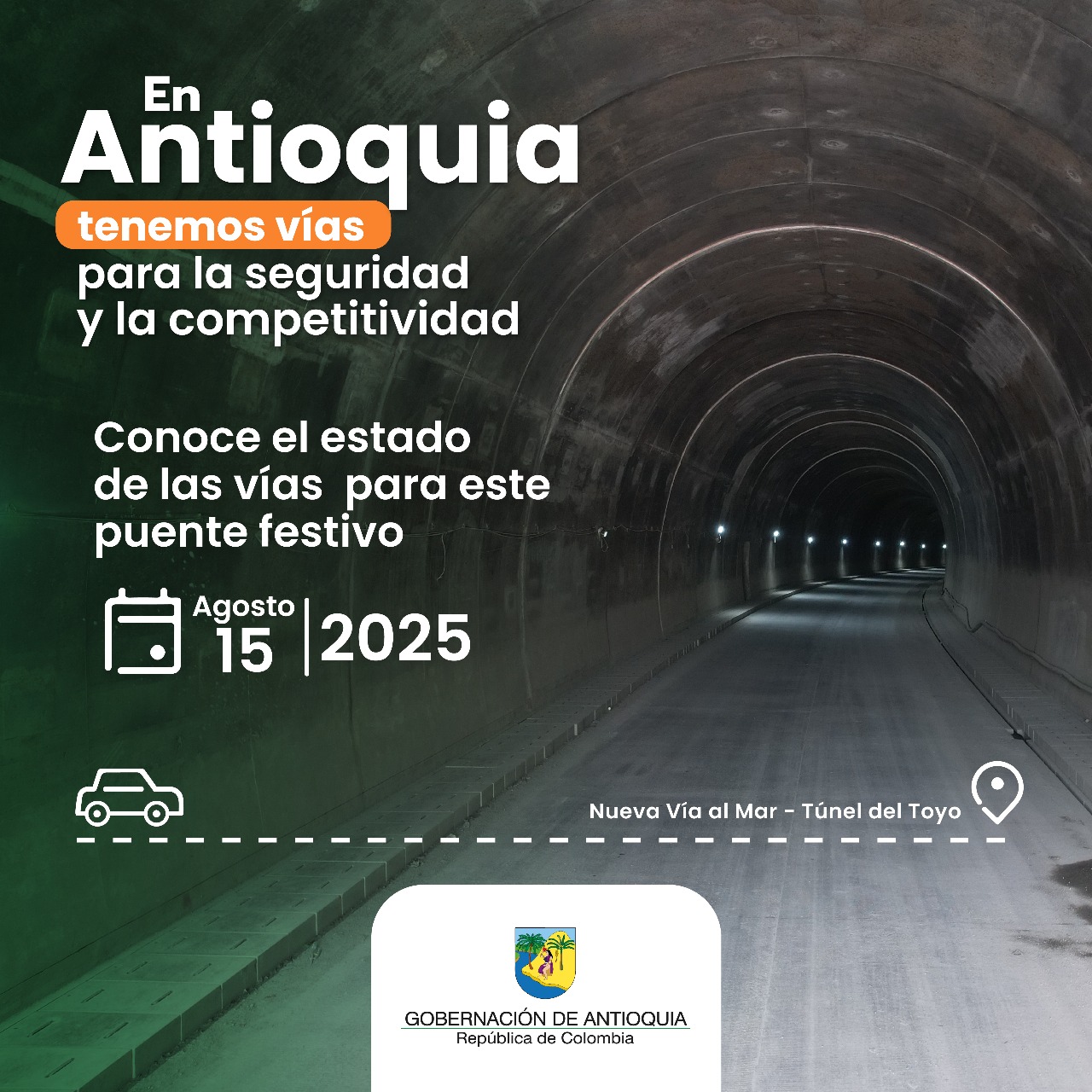 Estado de las vías en Antioquia para este fin de semana