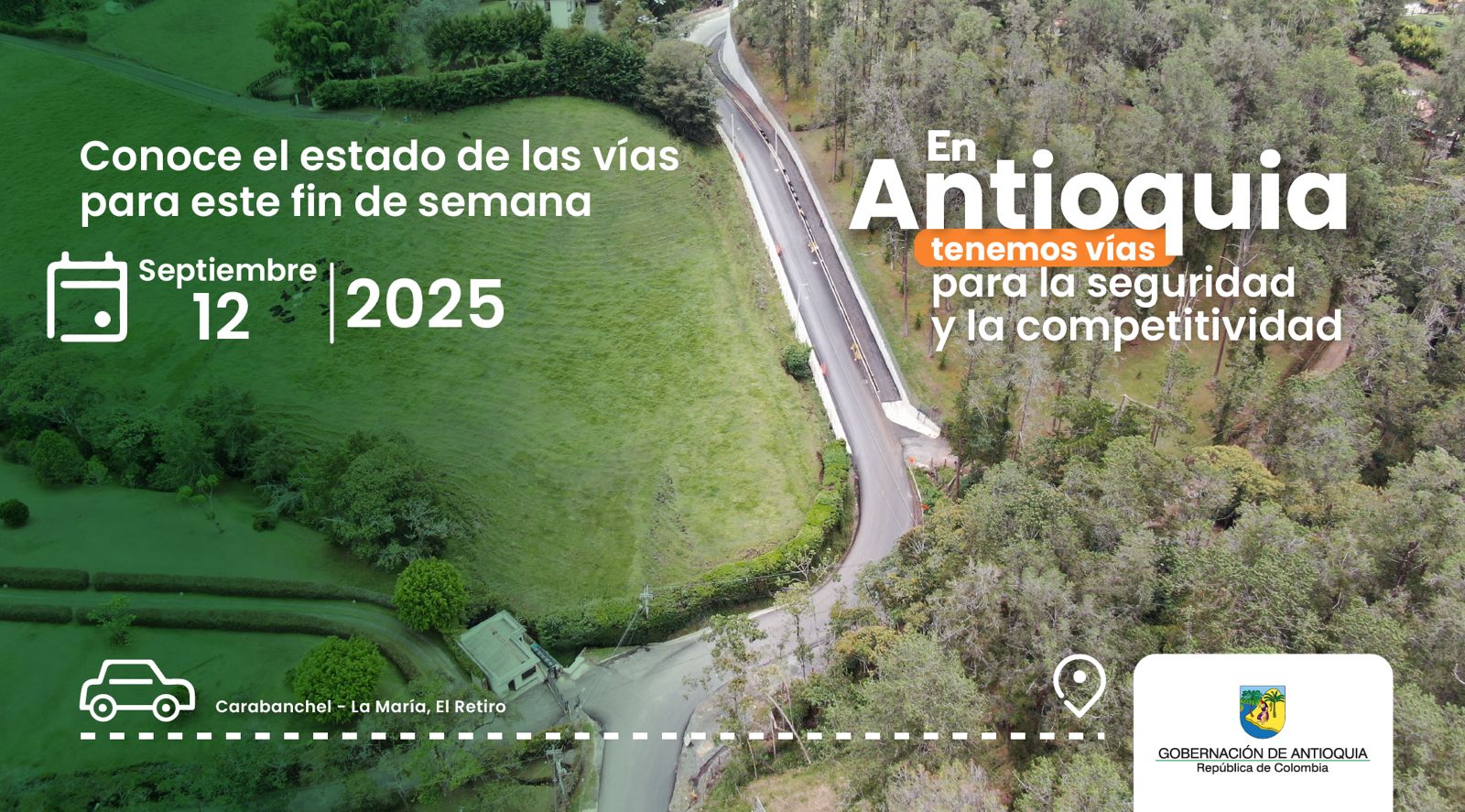 Estado de las vías en Antioquia para este fin de semana 