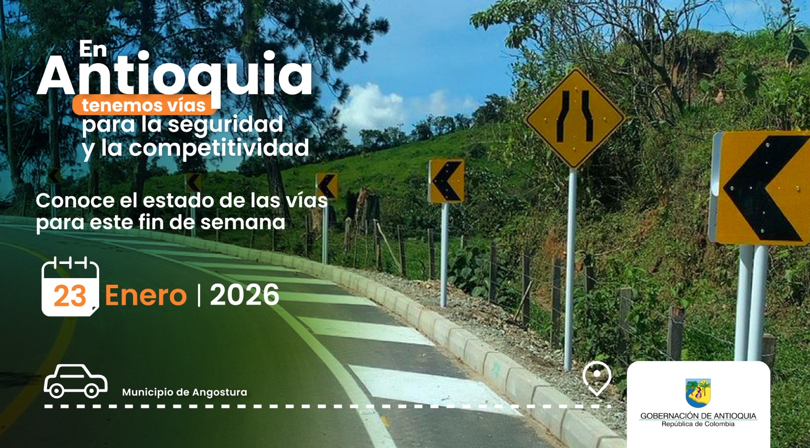 Estado de las vías en Antioquia para este fin de semana