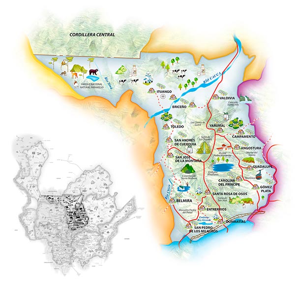 Mapa del Norte Antioqueño