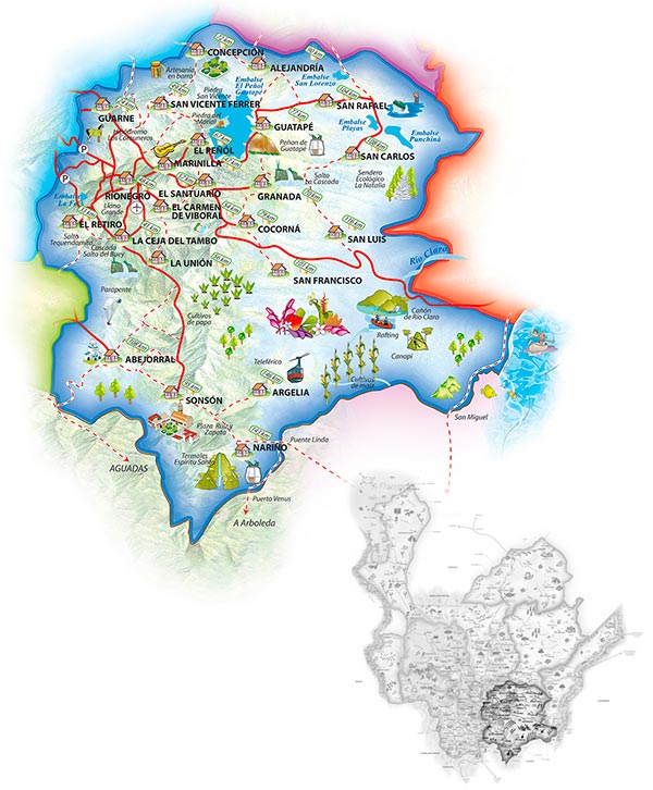 Mapa del Oriente Antioqueño
