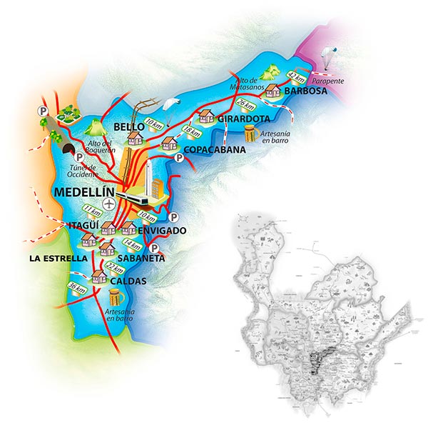 Mapa del Valle de Aburrá