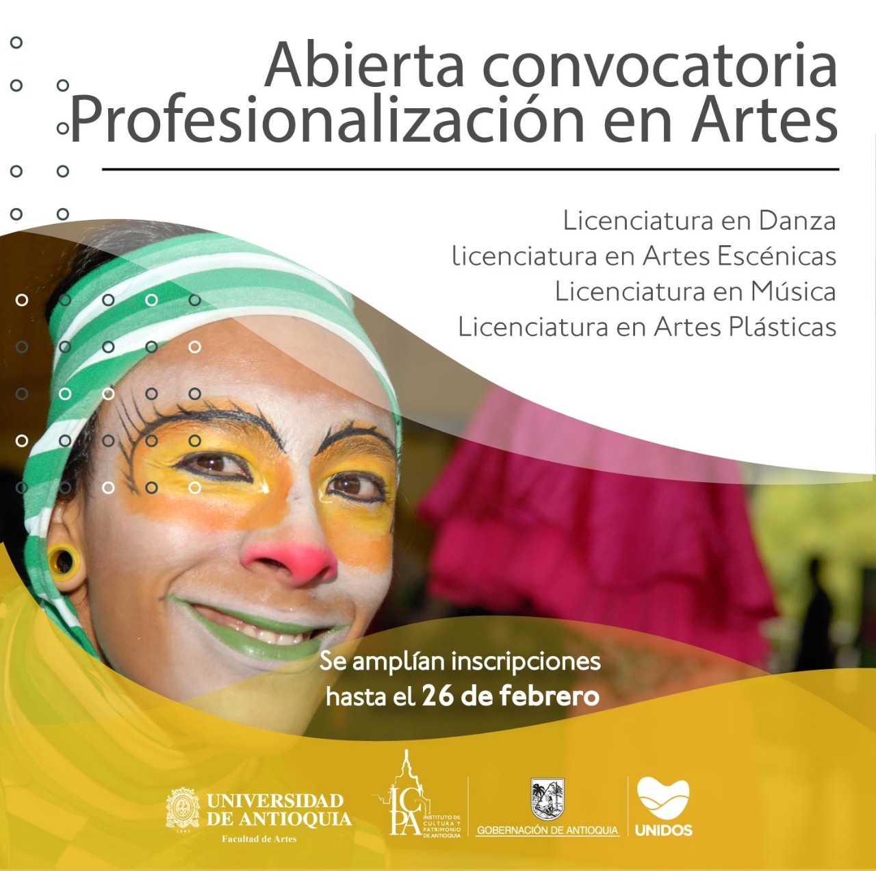 Se amplía fecha de inscripción para que artistas del departamento accedan al programa de Profesionalización en Artes