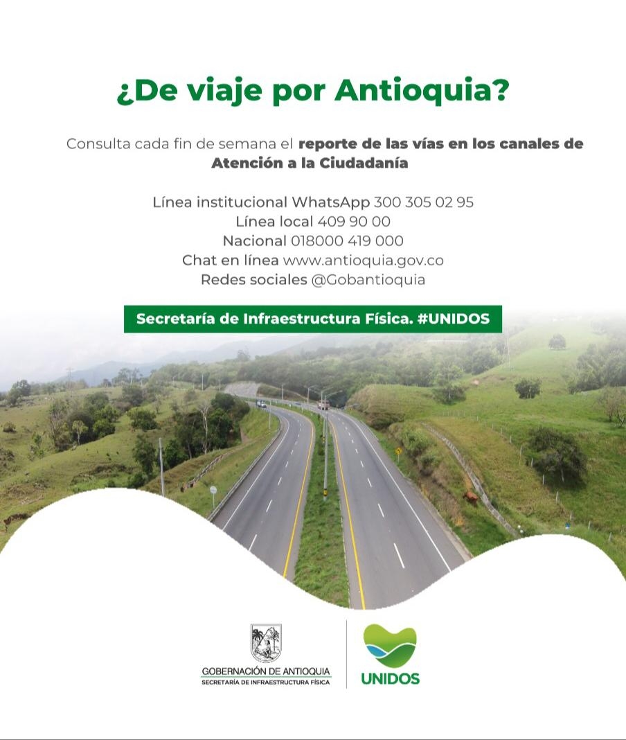 Estado de la Red Vial del departamento para este fin de semana.