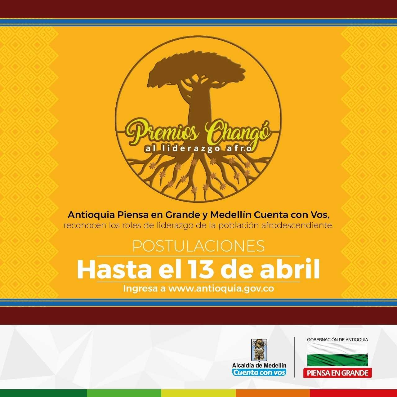 La Gobernación de Antioquia y la Alcaldía de Medellín abren la convocatoria para los Premios Changó al liderazgo Afro