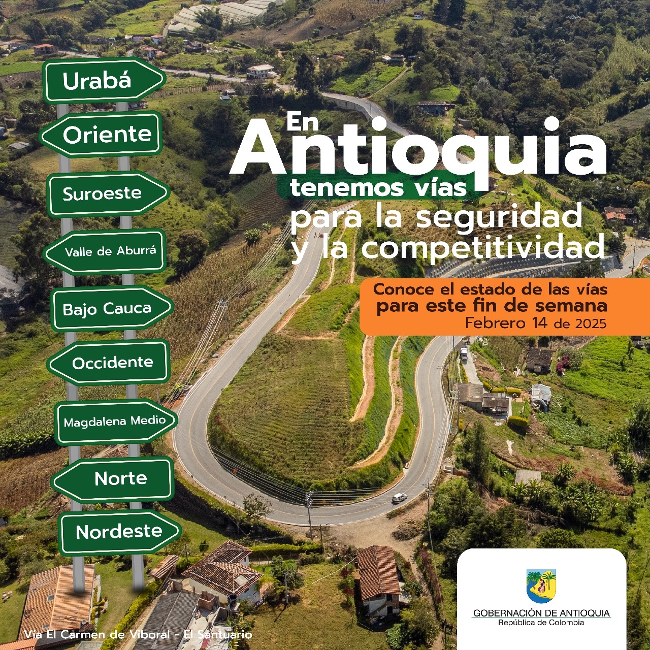 Estado de las vías en Antioquia para este fin de semana
