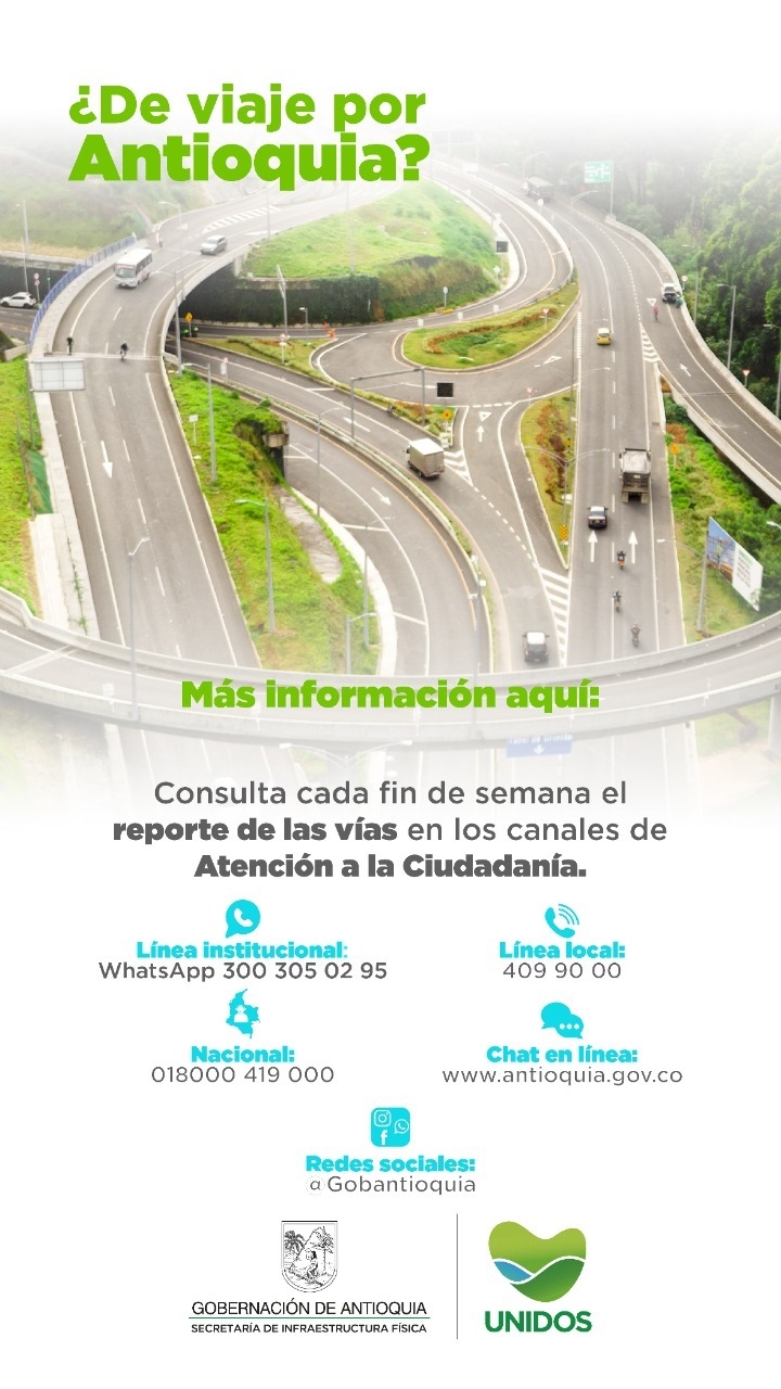 Estado de la Red Vial a cargo del departamento para este puente festivo