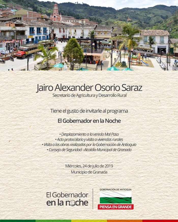 El Gobernador en la Noche llegará al municipio de Granada
