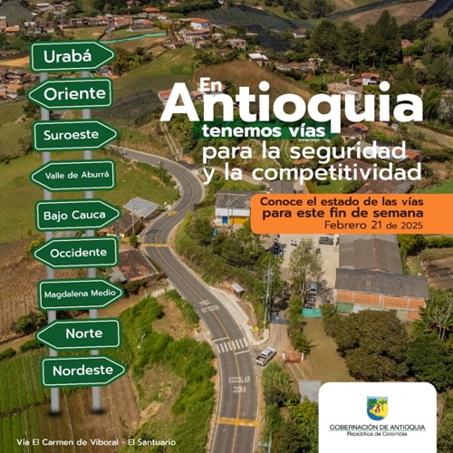 Estado de las vías en Antioquia para este fin de semana