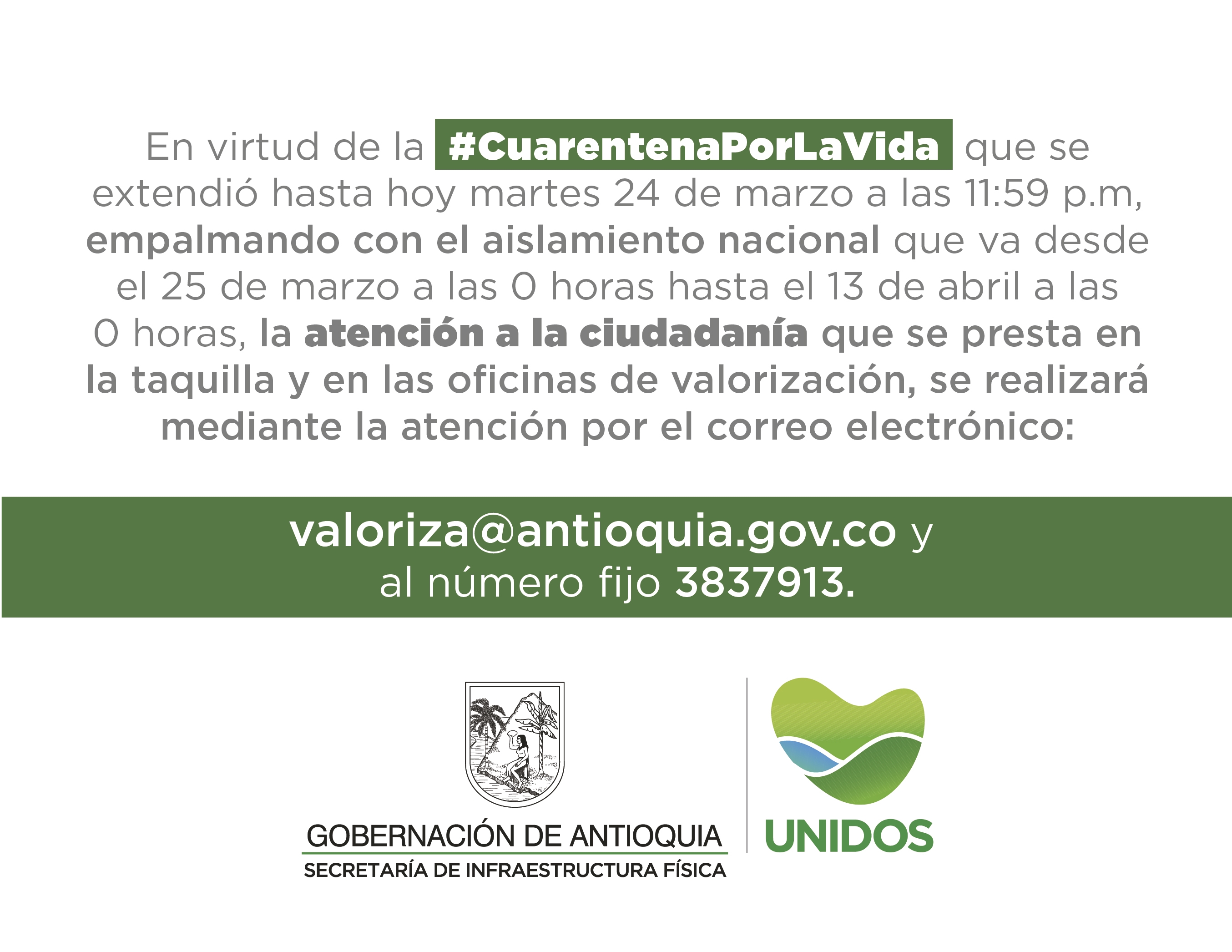 Atención virtual en las taquillas de valorización de la Gobernación de Antioquia