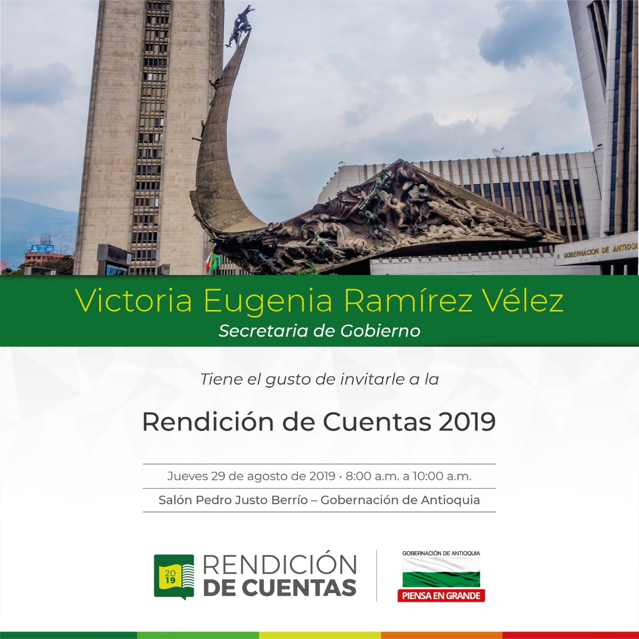 Invitación a la rendición de cuentas de la Secretaría de Gobierno 2019