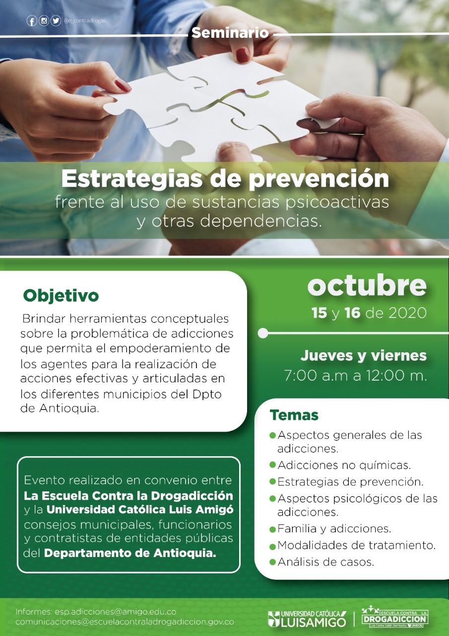 Gran Alianza de apropiación social del conocimiento entre la Universidad Católica Luis Amigó y la Escuela Contra la Drogadicción.