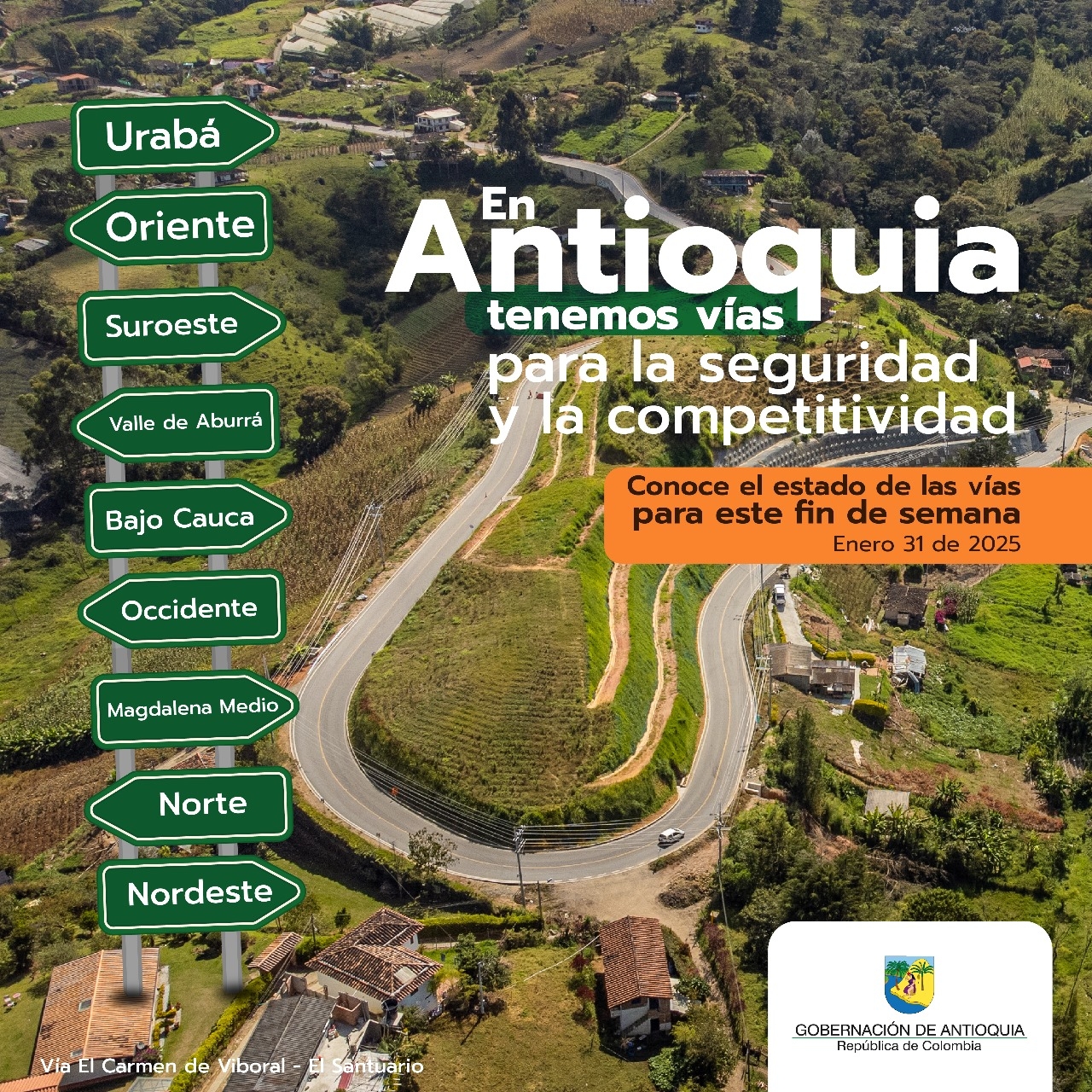 Estado de las vías en Antioquia para este fin de semana
