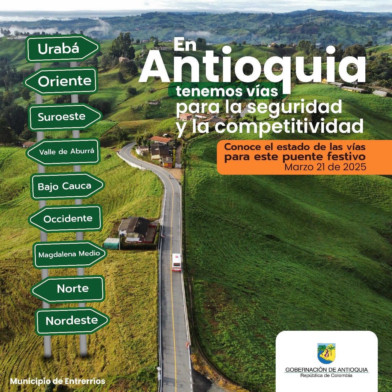 Estado de las vías en Antioquia para este fin de semana