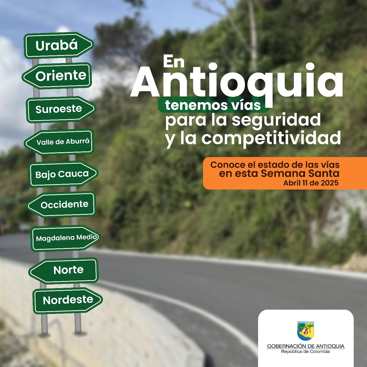 Estado de las vías en Antioquia para este fin de semana