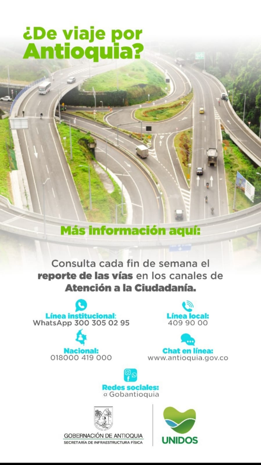 Estado de la Red Vial del departamento para este fin de semana