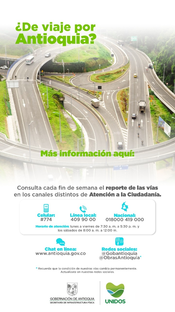 Estado de la Red Vial del departamento para este fin de semana
