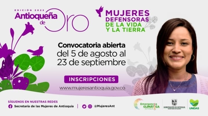 Se abre hoy la convocatoria para el galardón honorífico “Antioqueña de Oro 2022”