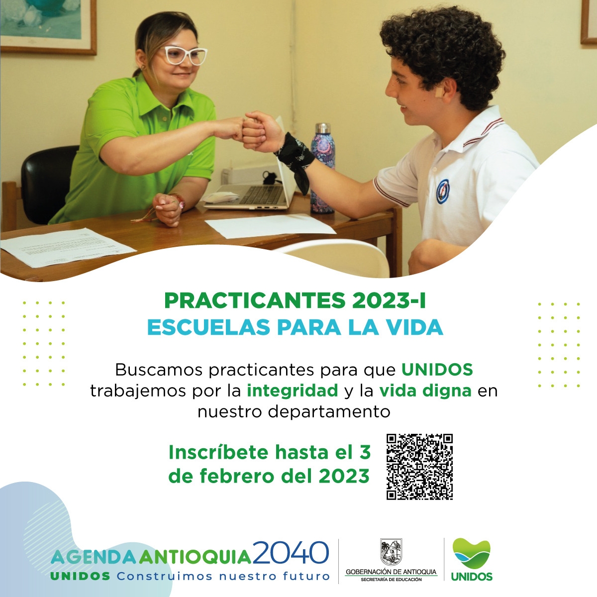 Abierta convocatoria para estudiantes interesados en realizar su práctica profesional en el proyecto “Escuelas para la Vida”