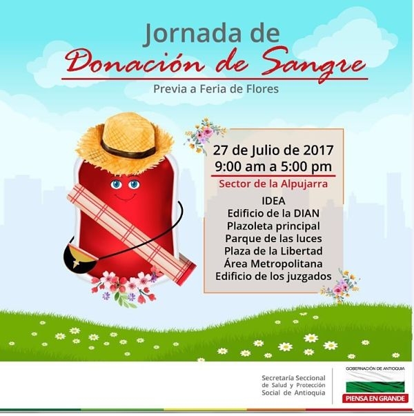 El jueves 27 de julio, jornada de donación de sangre