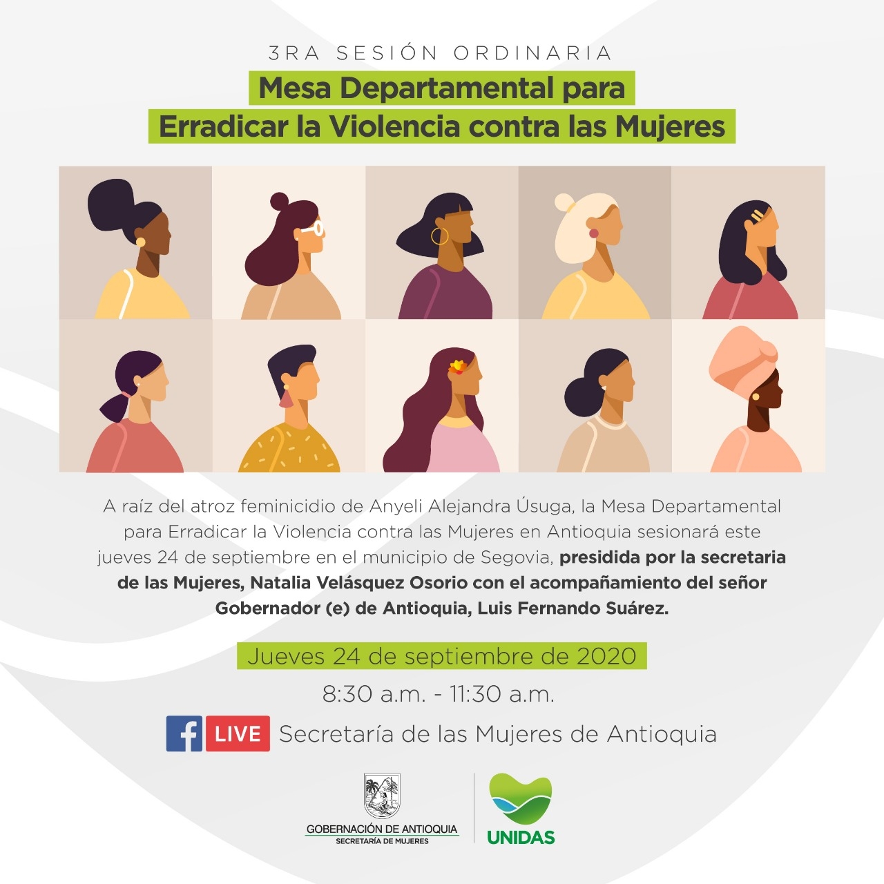 El Gobernador (e) de Antioquia instalará la tercera sesión de la Mesa Departamental para Erradicar la Violencia contra las Mujeres que sesionará desde Segovia